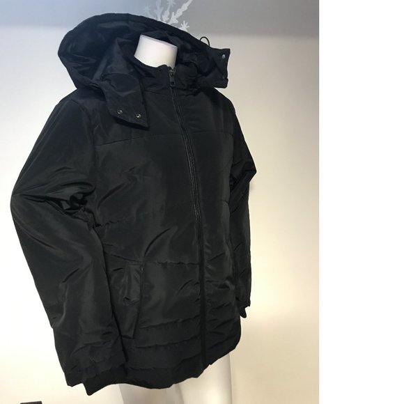 Le Chateau Men's Long Black Puffer Coat Jacket Hooded Fall Winter Man NWT - Picture 1 of 13